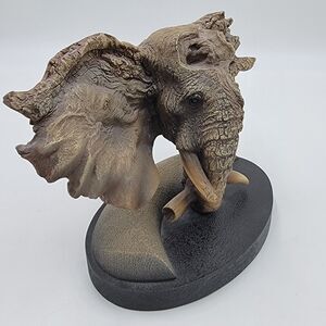 Rick Cain Sculpture Limited Edition 1994 Ivory Hunter 752/2500 Resin Wood Base